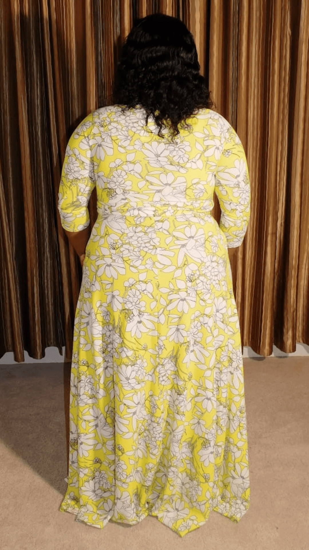 Plus Size Yellow Floral Wrap Maxi Dress