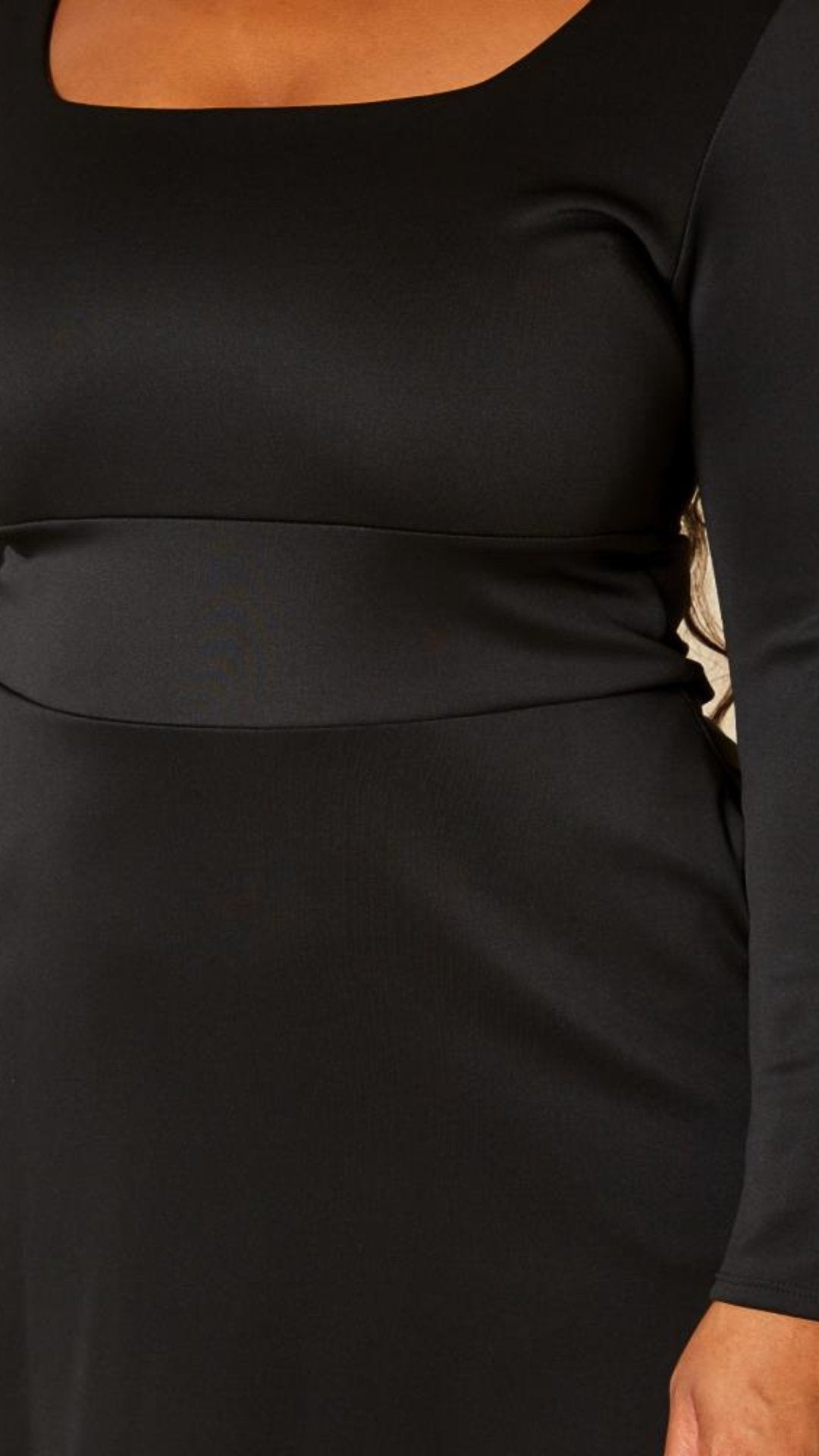 Plus Size Square Neckline Black Maxi Dress