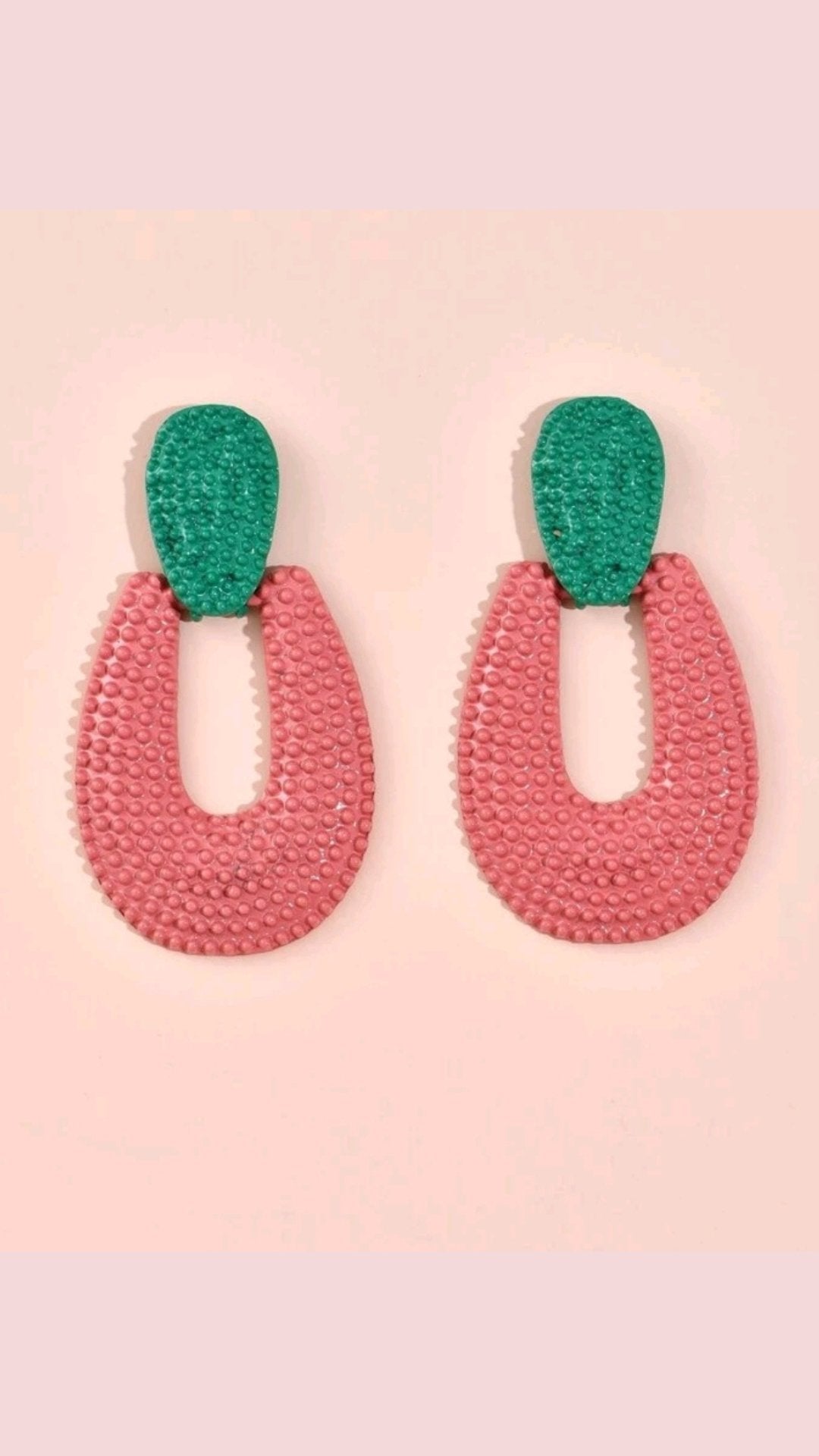 Pink And Green Drop Earring