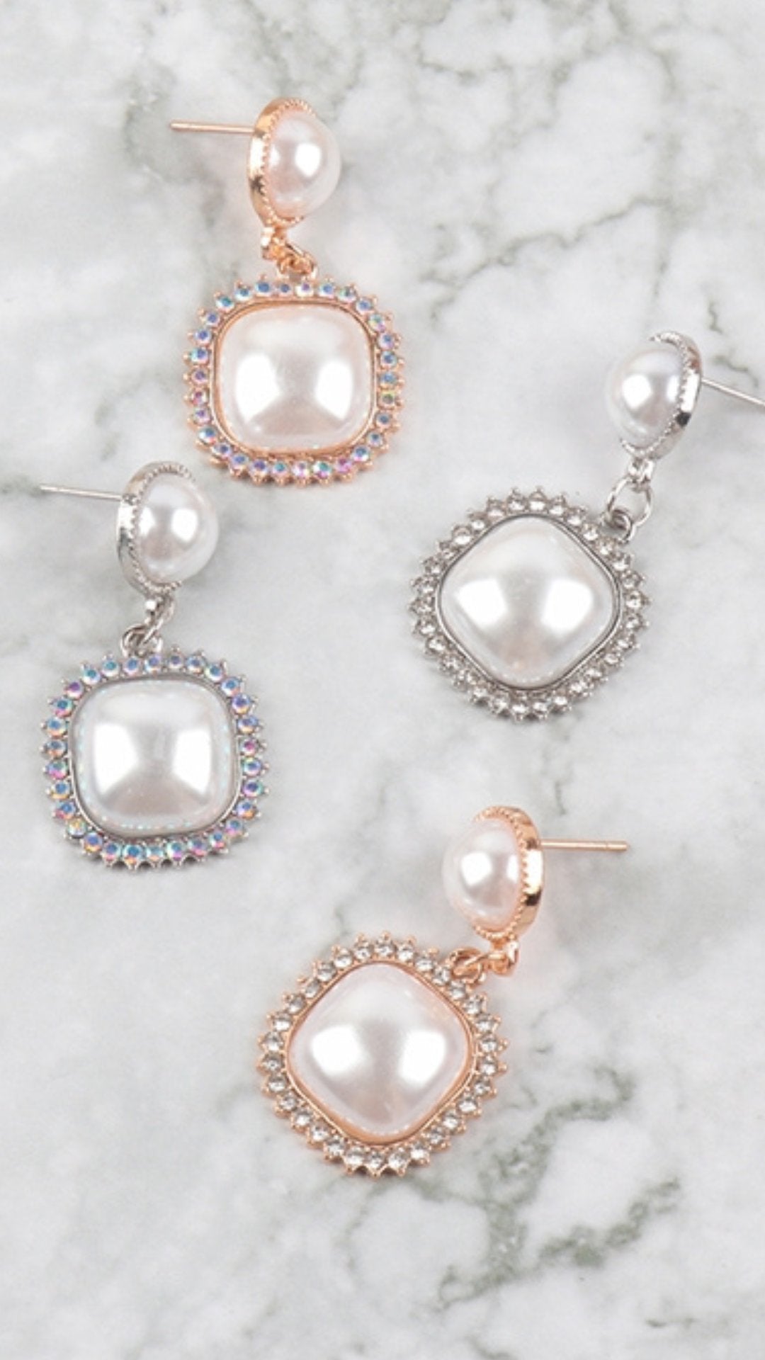 Chic and Classy Square Pearl Earring