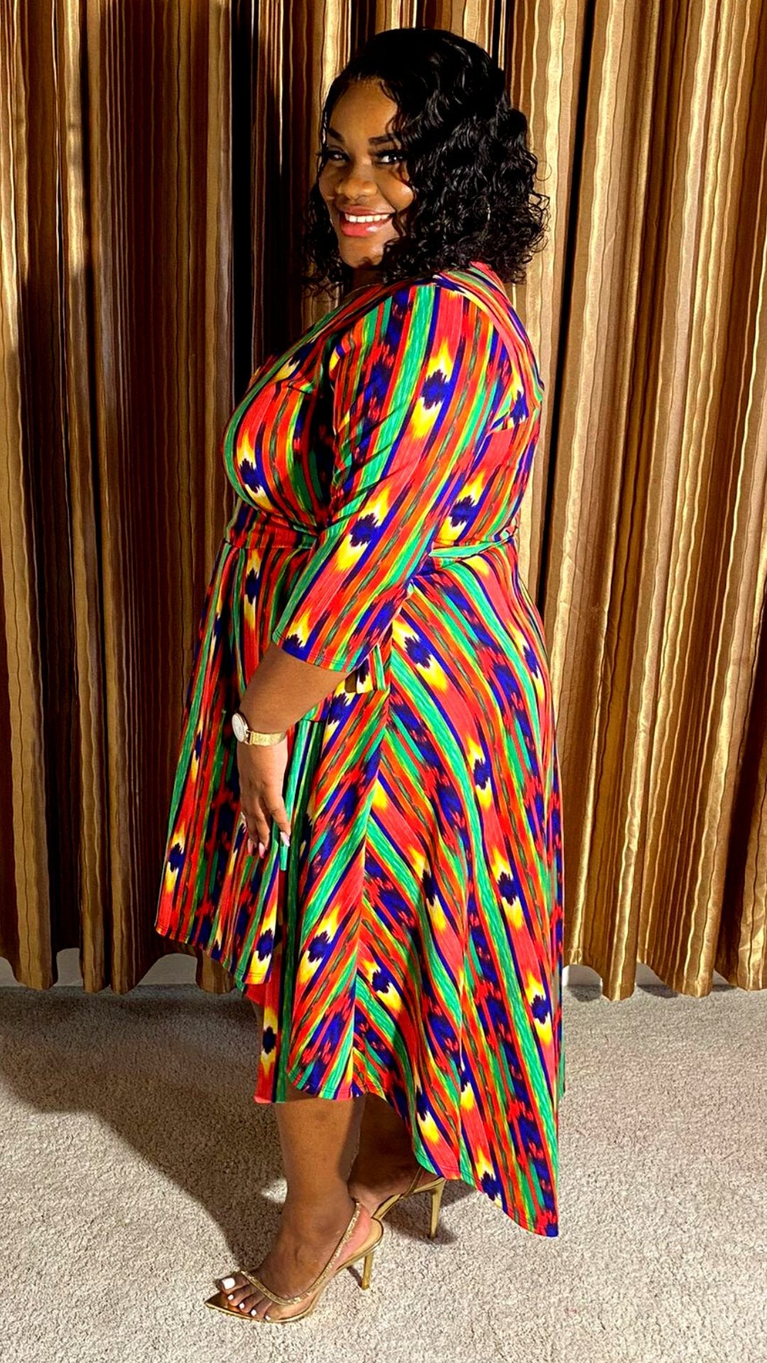 Plus Size Colorful High-Low Wrap Dress