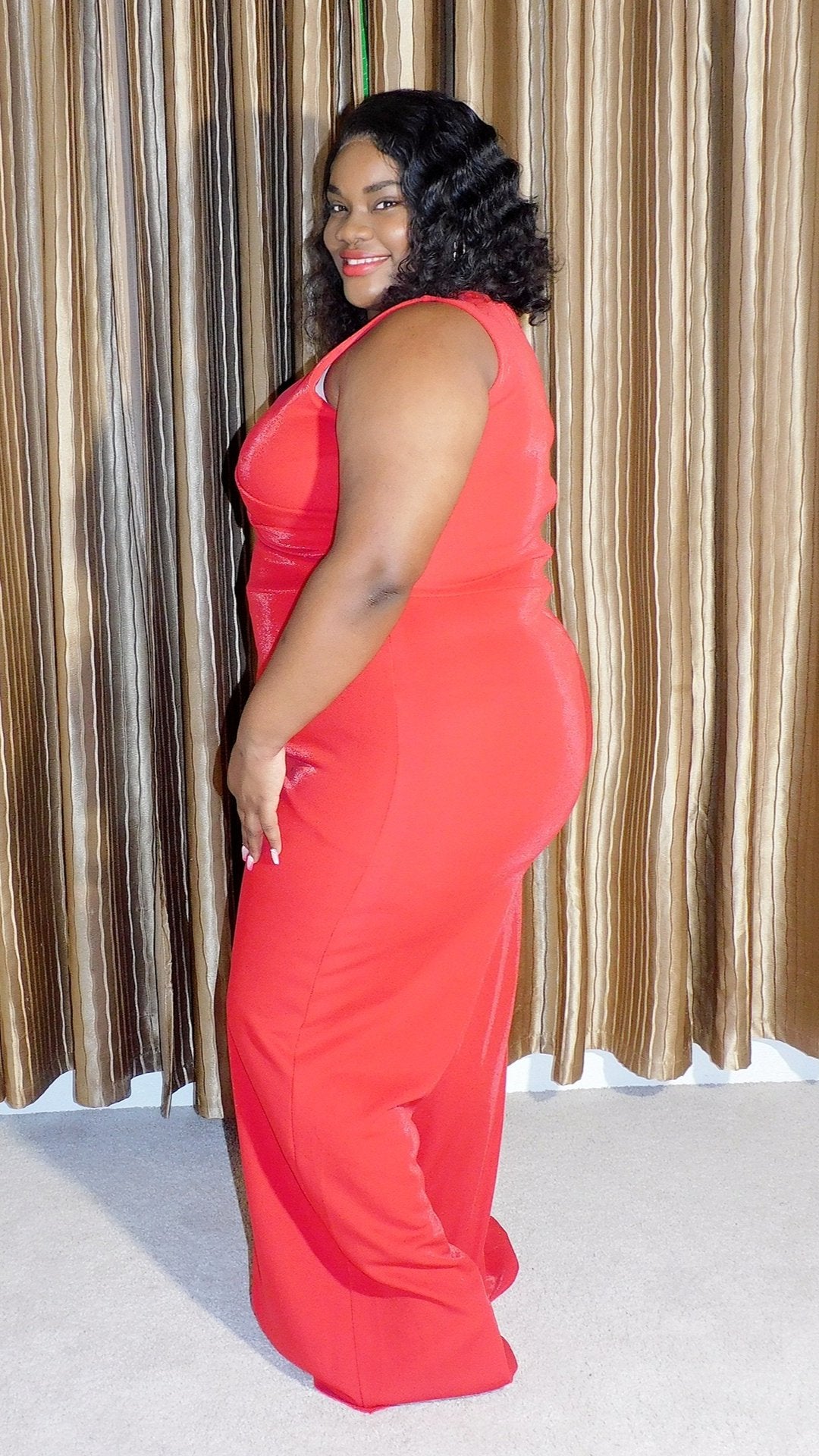 Plus Size Sleeveless Red Wide Leg Romper (Tall)