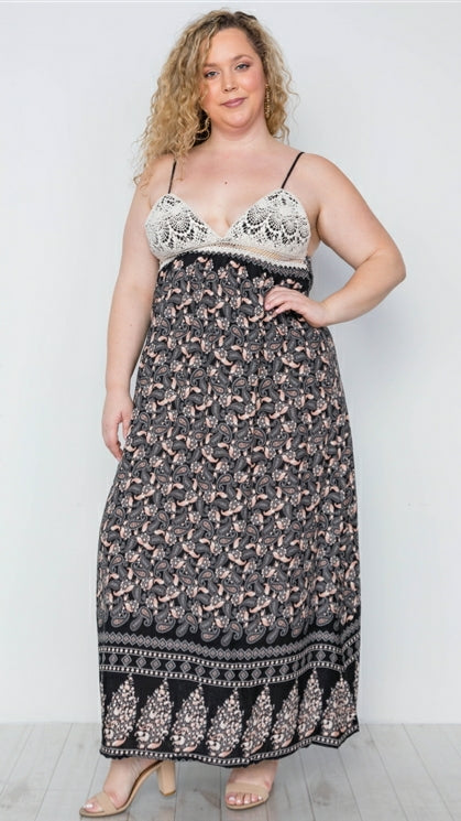 Mid-size Crochet Floral Maxi Dress