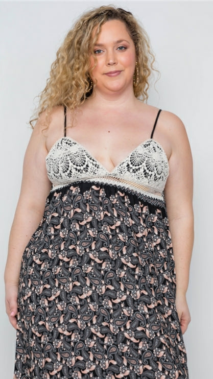 Mid-size Crochet Floral Maxi Dress