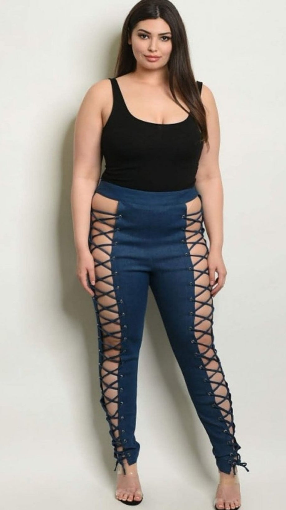Mid-Size Lace Up Sexy Denim