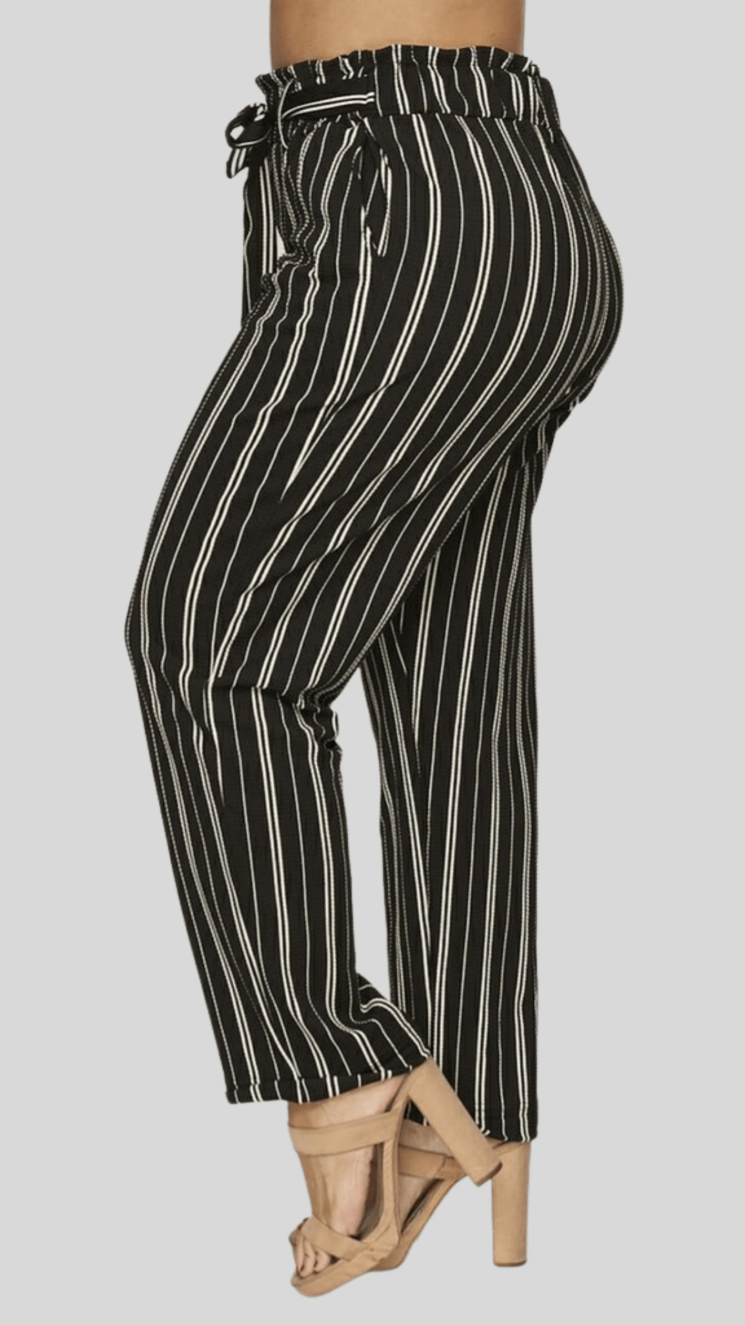Plus Size Black Striped Pant