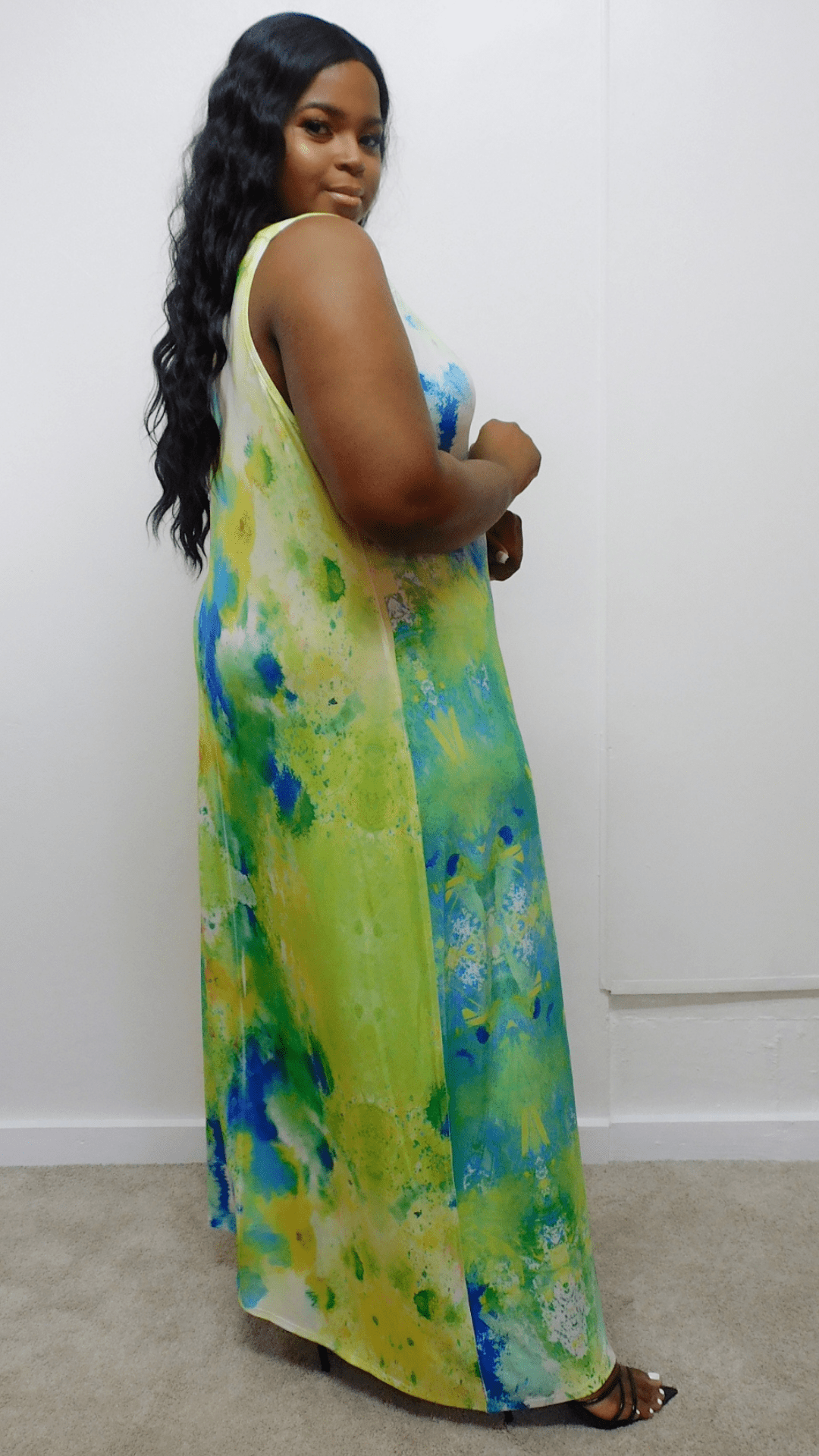 Plus Size Lime Green Tye Dye Maxi Dress
