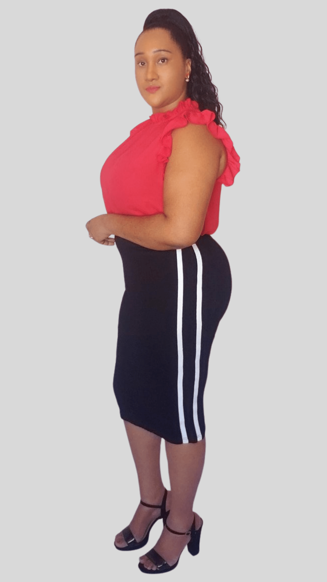 Mid-size Black and White Stretchy Skirt
