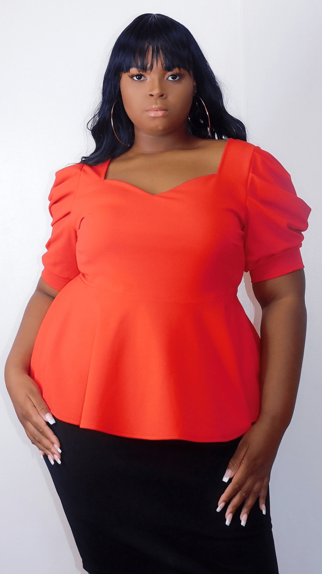 Plus Size Red Babydoll Thick Top