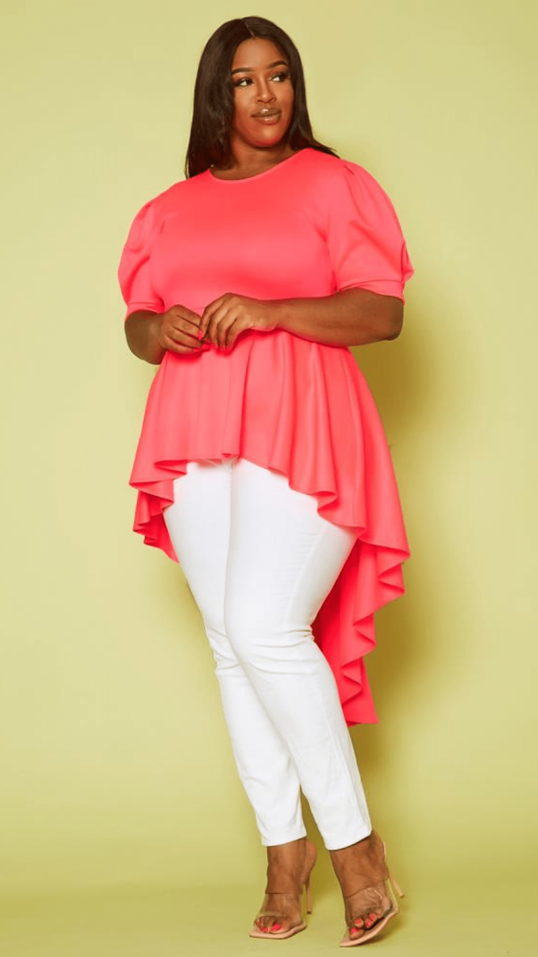 Plus Size High-Low Pink Statement Top