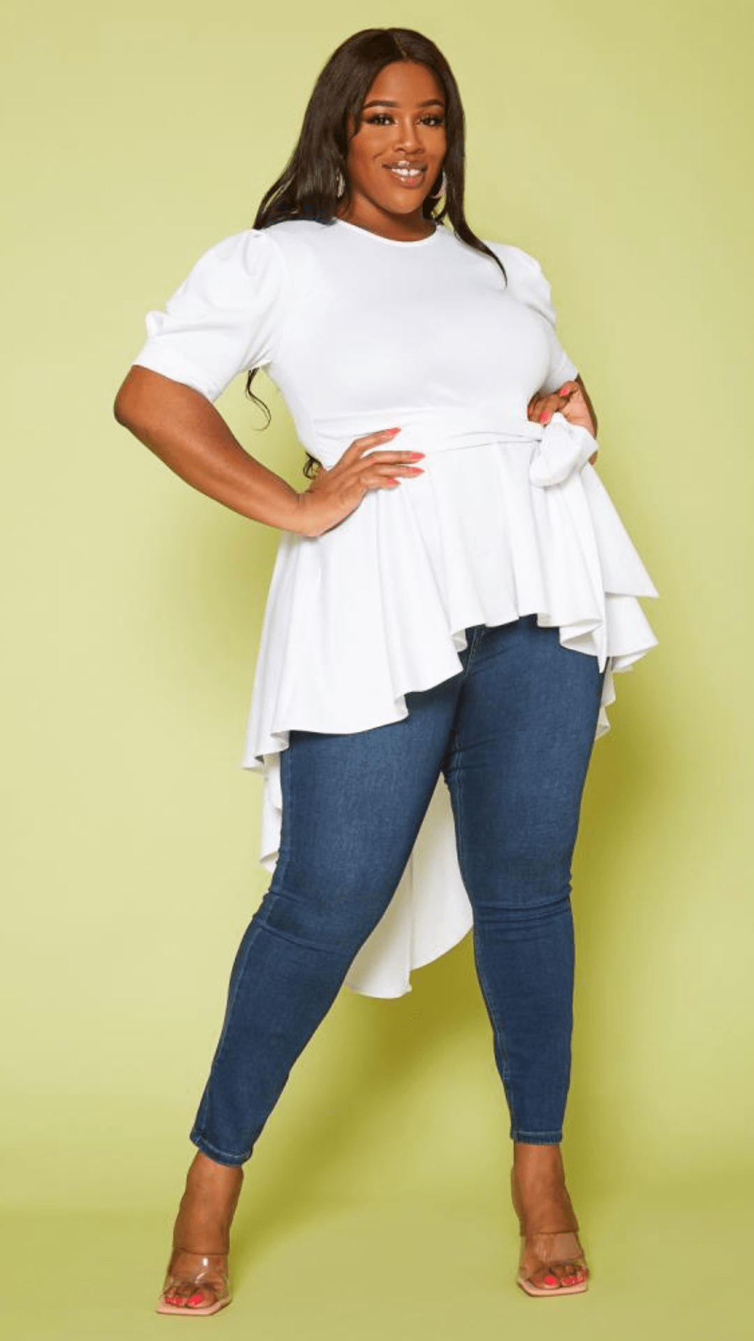 Plus Size White High-Low Statement Blouse
