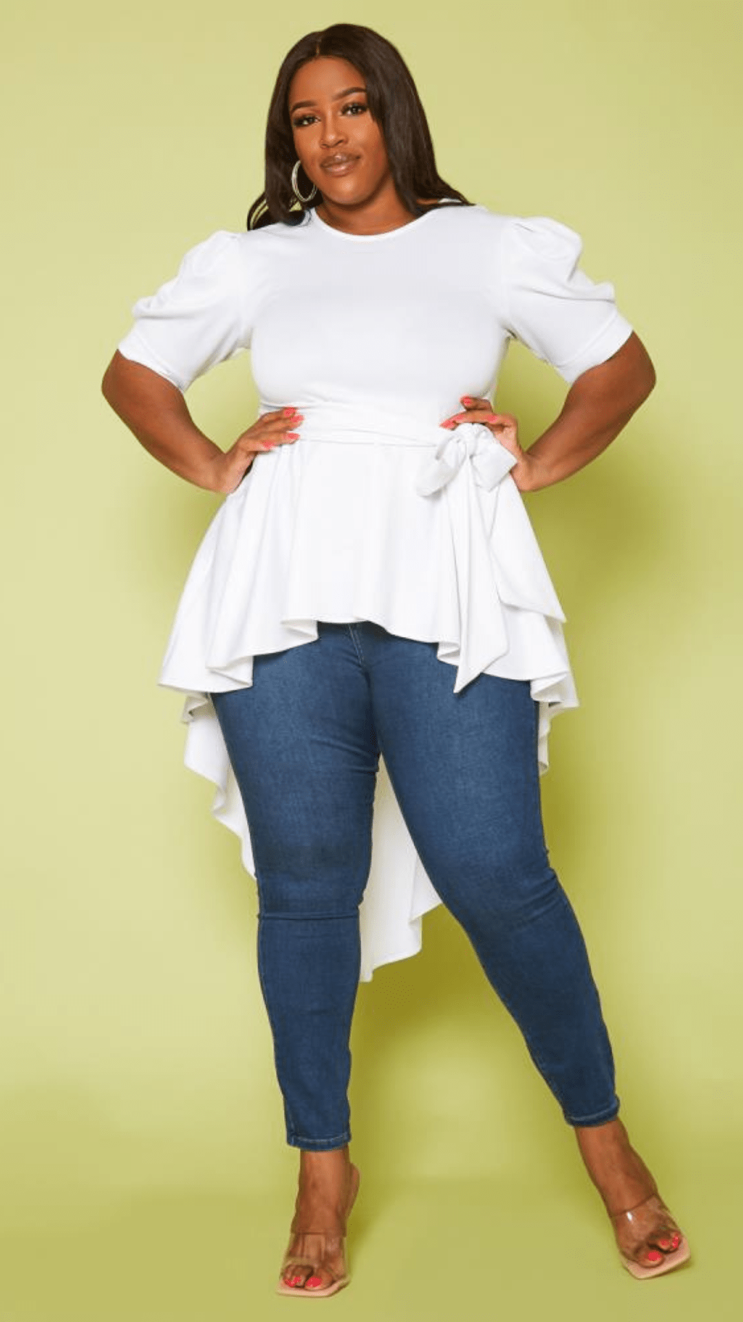 Plus Size White High-Low Statement Blouse
