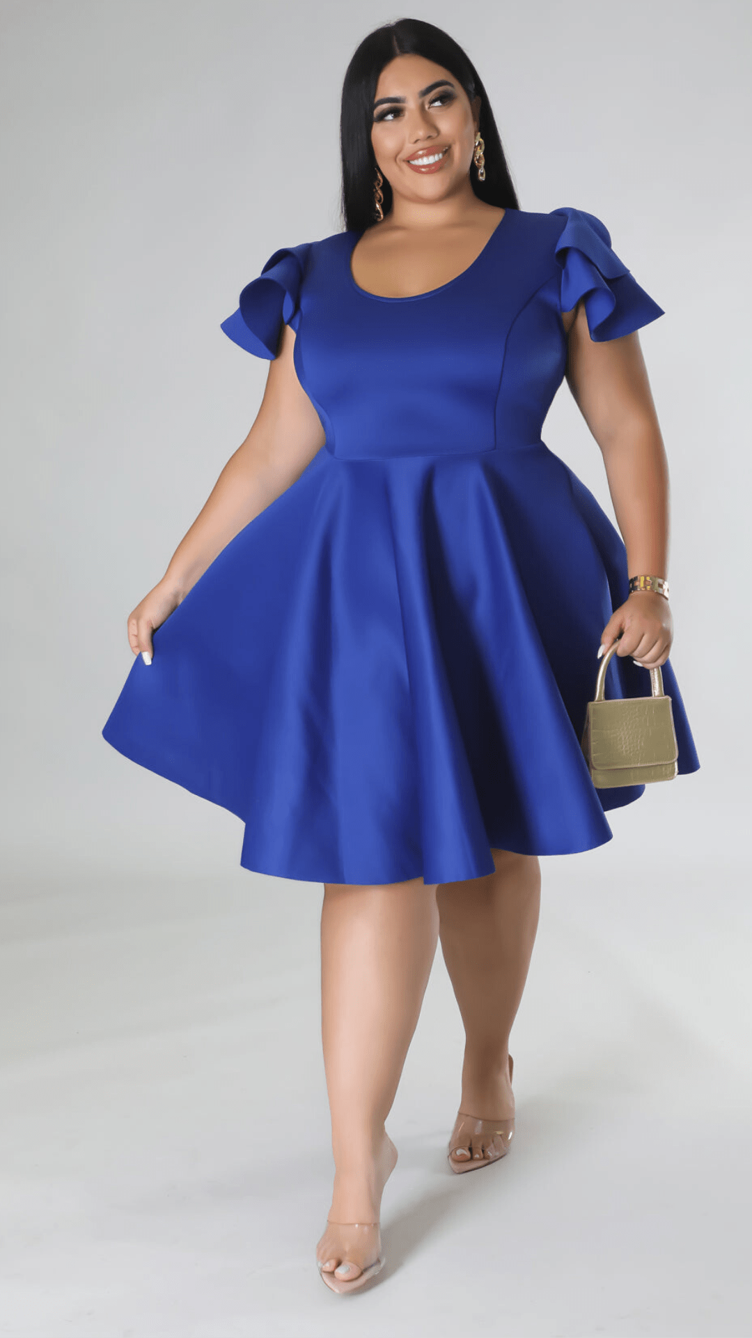 Plus Size Fit And Flare Navy Skater Dress